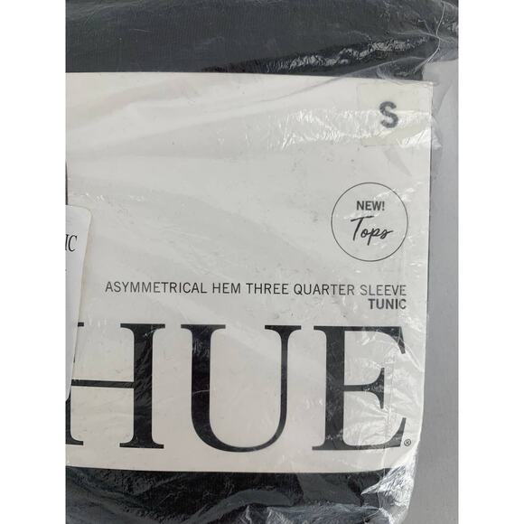 Hue Three Quarter Sleeve Crew Neck Tunic Womens Small Black New Shirt Top - Picture 4 of 6
